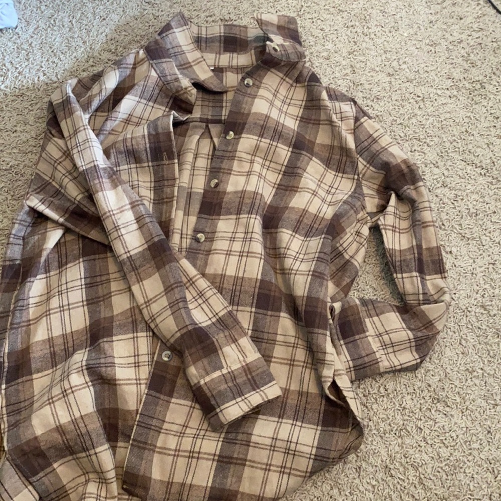 Brown flannel button up